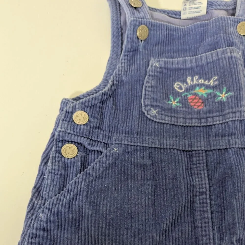 Vintage Oshkosh Bgosh Corduroy Overall Dress Girls Size 6X Purple Made in USA